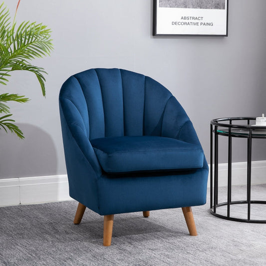 Accent Chair Velvet Fabric Single Sofa Armchair, Blue