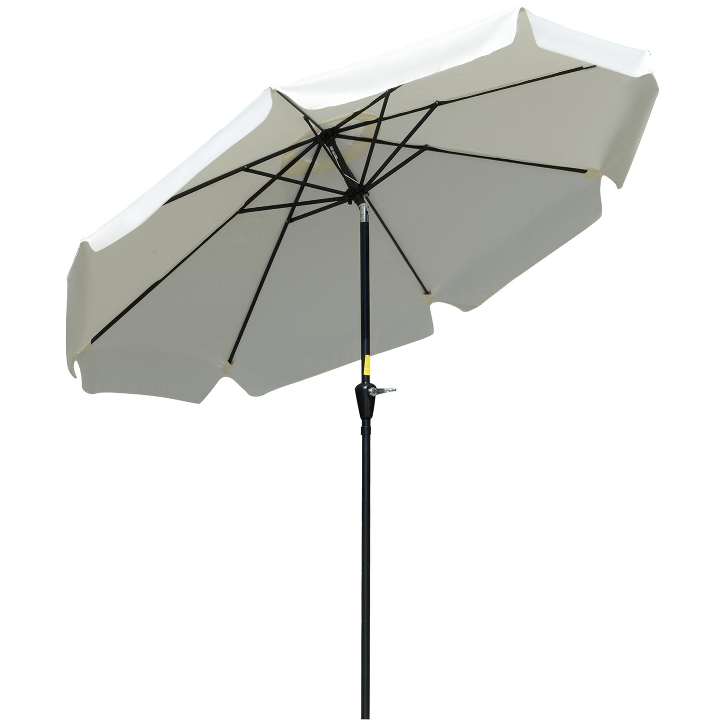 Outsunny 2.7m Patio Parasol Garden Umbrellas Outdoor Sun Shade Table Umbrella with Tilt, Crank, 8 Ribs, Ruffles, White