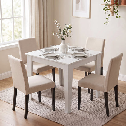 HOMCOM Dining Table for 4, 80L x 80W x 75Hcm, Modern Square Kitchen Table, White