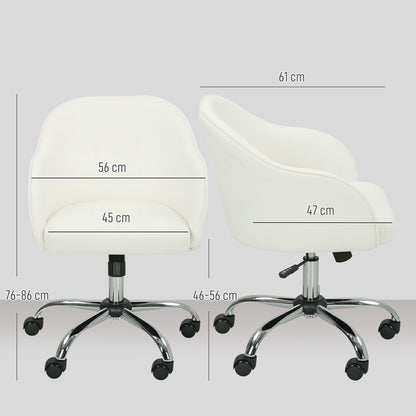 HOMCOM 46-56 cm Velvet-feel Office Chair - Cream