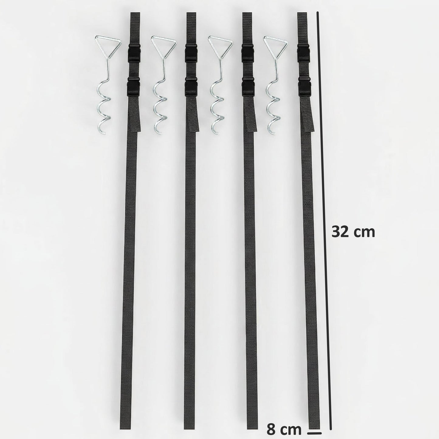 SPORTNOW 4Pcs Trampoline Anchor Kit, 32 cm Galvanised Trampoline Stakes, Spiral Ground Anchors with Triangle Head, Straps