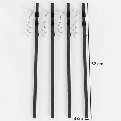 SPORTNOW 4Pcs Trampoline Anchor Kit, 32 cm Galvanised Trampoline Stakes, Spiral Ground Anchors with Triangle Head, Straps