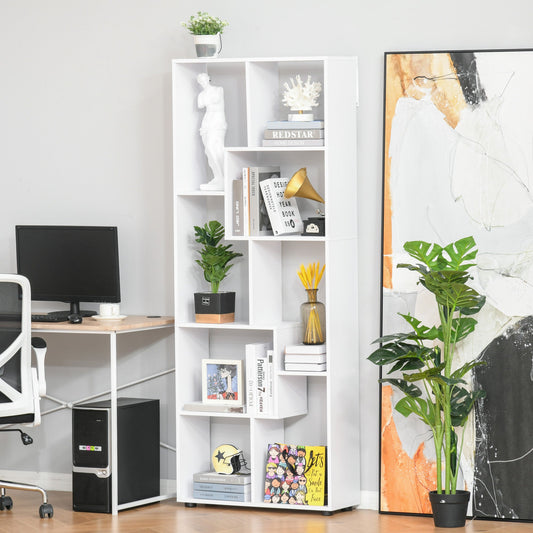 HOMCOM 8-Cube Bookcase, Tall Display Shelf, Standing Storage Rack for Study Room, Living Room, 70 x 24 x 178cm, White