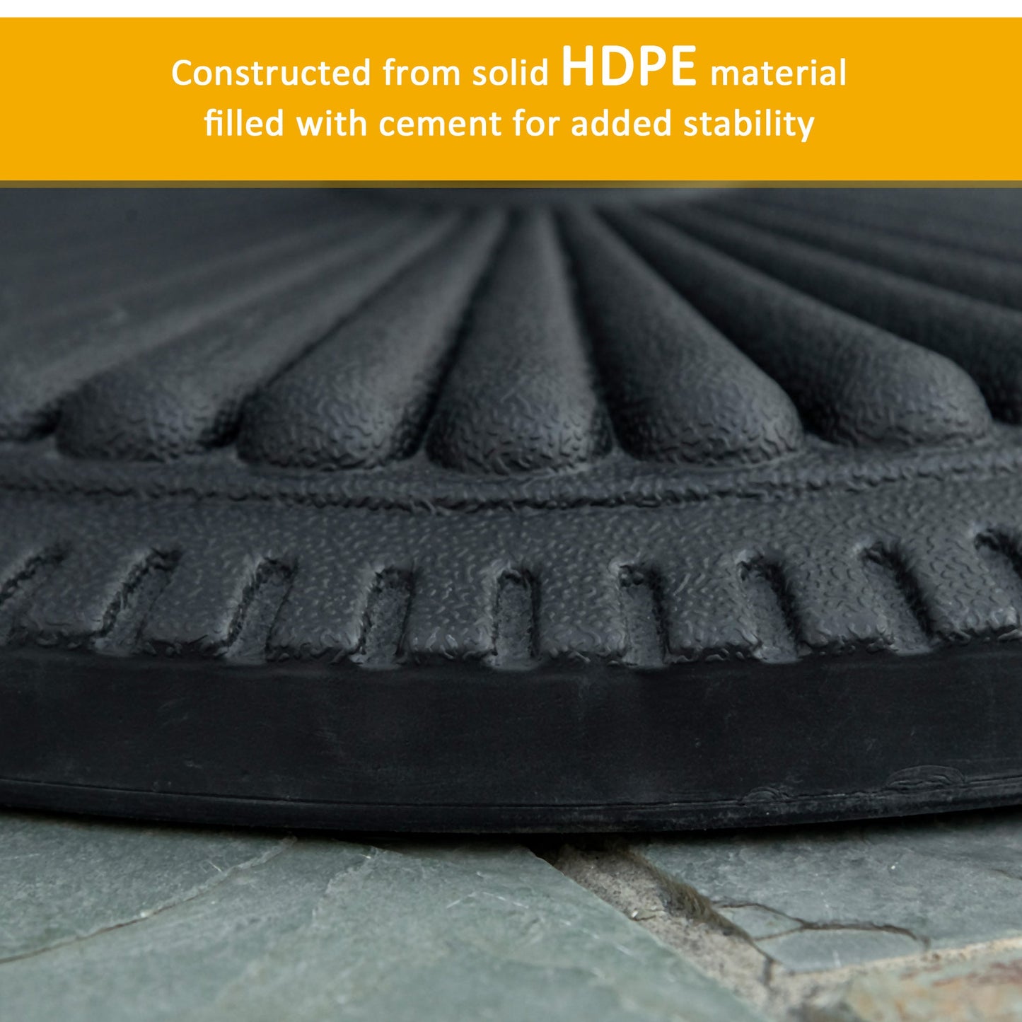 Outsunny 14kg Round Cement Parasol Base Umbrella Weight Stand Holder Fits 35mm,38mm,48mm Pole for Patio Outdoor Garden - Black