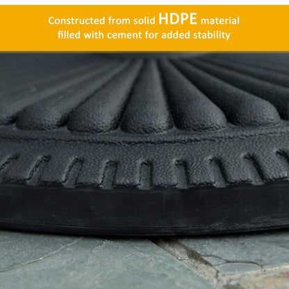 Outsunny 14kg Round Cement Parasol Base Umbrella Weight Stand Holder Fits 35mm,38mm,48mm Pole for Patio Outdoor Garden - Black