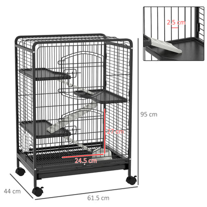 PawHut 4 Levels Removable Small Animal Cage, 95cm - Black