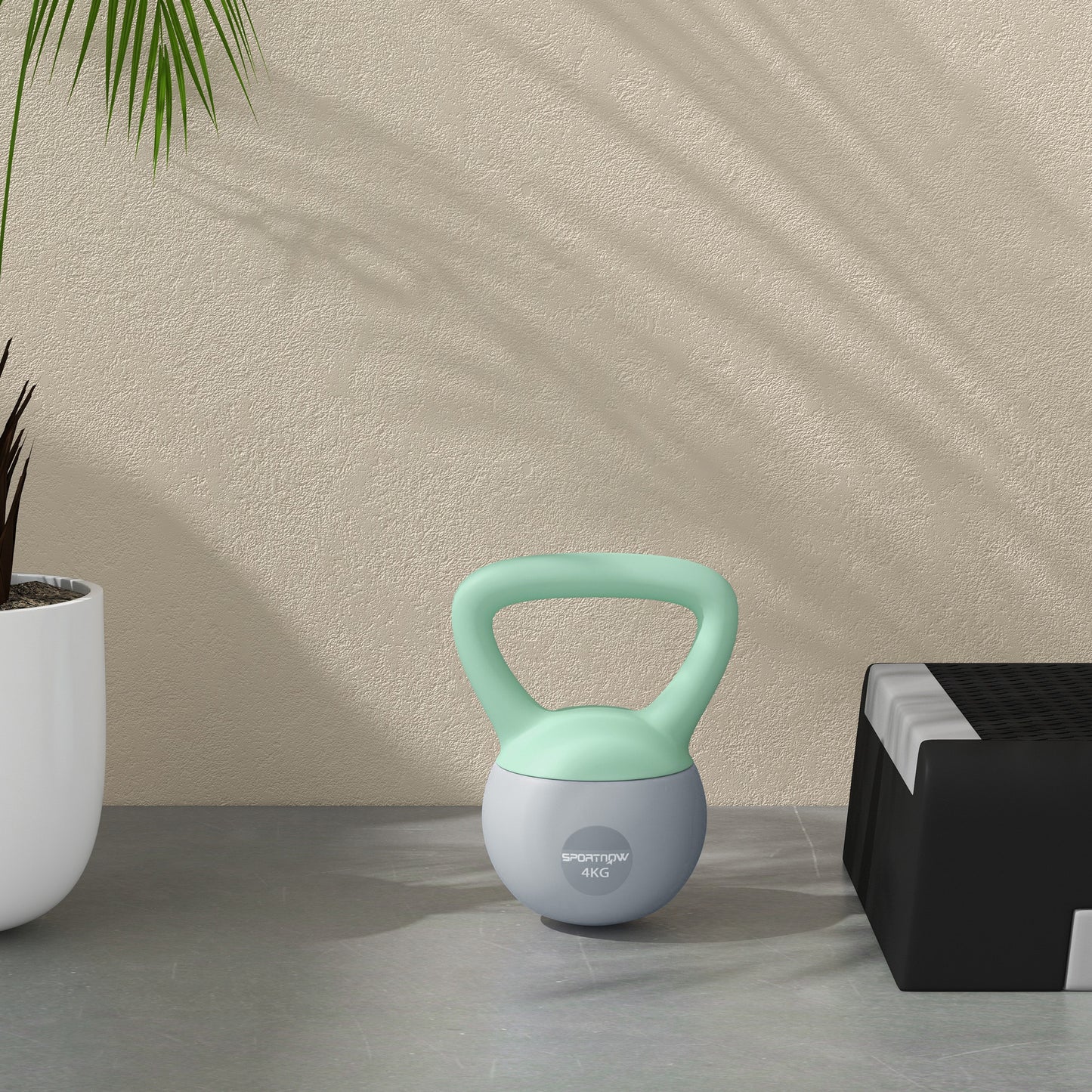 SPORTNOW 4KG Kettlebell, miękki Kettle Bell z antypoślizgową rączką do podnoszenia ciężarów w domowej siłowni i treningu siłowego