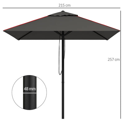 مظلة Outsunny Patio Parasol مع فتحة تهوية، مظلة طاولة سوق الحديقة، مظلة شمسية مع جانب الأنابيب، رمادي