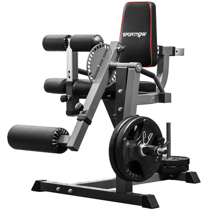 SPORTNOW Seated Leg Extension Machine, Adjustable Leg Raise Machine and Curl Machine with Plate Loaded for Hip, Thigh, Lower Body Workout