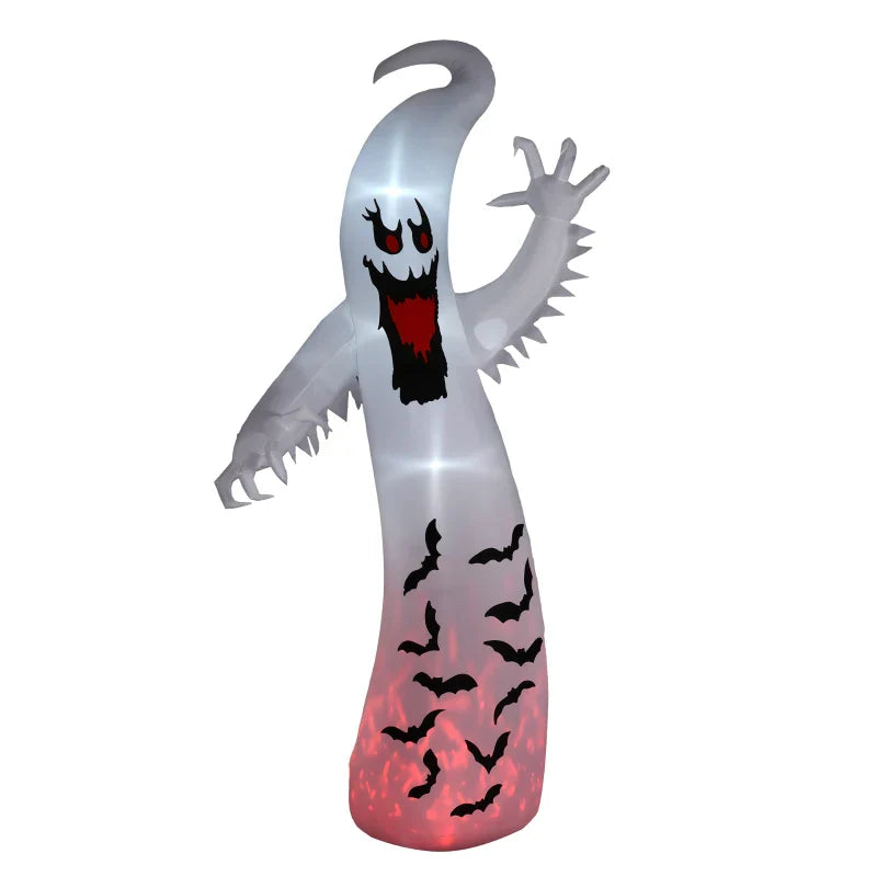 Outsunny 11.8FT Tall Halloween Inflatable Spooky Ghost, Blow Up Outdoor Halloween Decoration with Build-in LEDs and Rotating Light for Garden, Lawn, Party