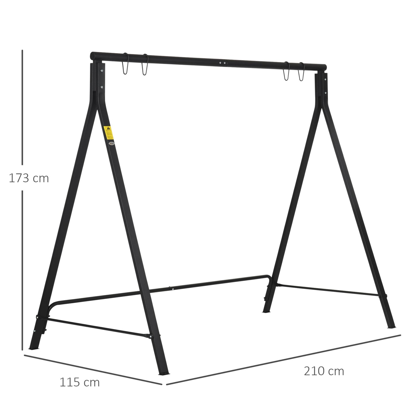 Outsunny Metal Porch Swing Stand, Heavy Duty Swing Frame, Hanging Chair Stand Only, 240kg Weight Capacity for Garden, Patio, Lawn, Playground, Black