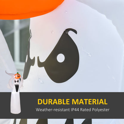 ديكور قابل للنفخ من HOMCOM بطول 6 أقدام و1.8 متر مع إضاءة LED لحفلات الهالوين على شكل شبح ويقطين في الهواء الطلق في الفناء