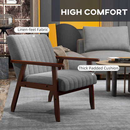 Fotel akcentowy HOMCOM Mid Century z drewnianymi nogami - szary