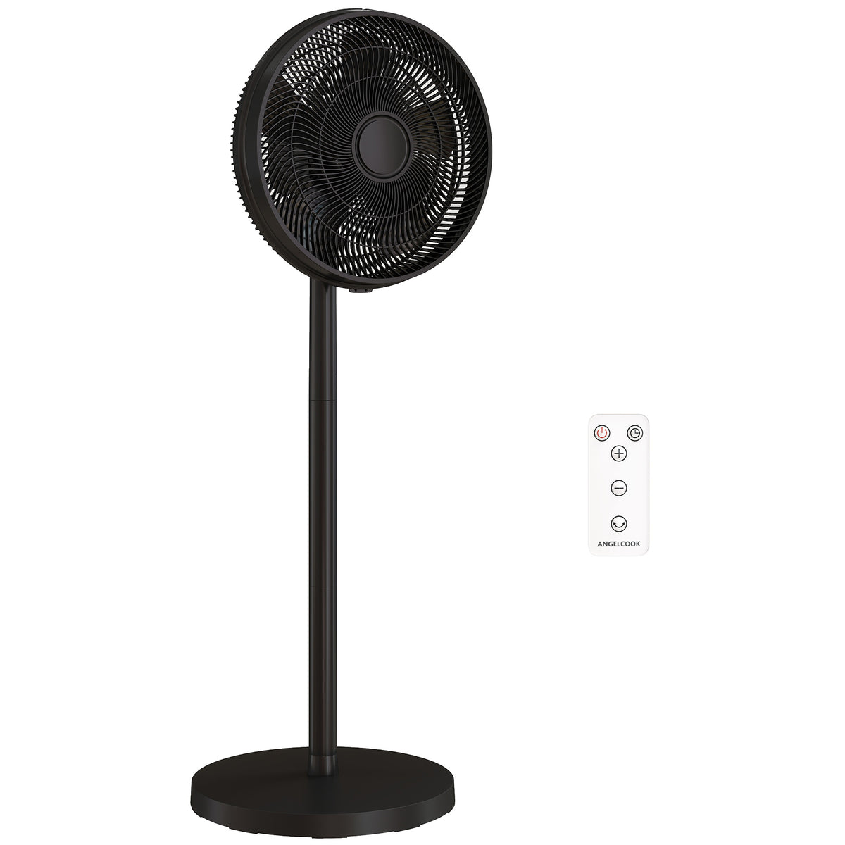 HOMCOM 40 cm Standing Fan, Cooling Floor Fan with 80° Oscillating, Adjustable Tilt and Height, 4 Speed, Remote Control, Black