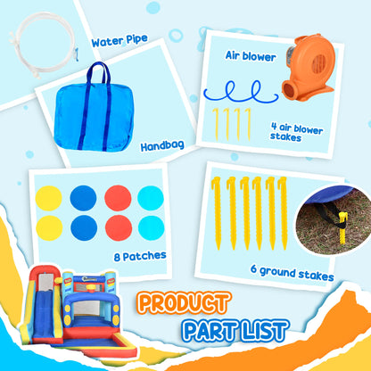 قلعة نطاطة 4 في 1 من اوتسوني، مع زحليقة وحمام سباحة وترامبولين وجدار تسلق ومنفاخ - متعددة الألوان