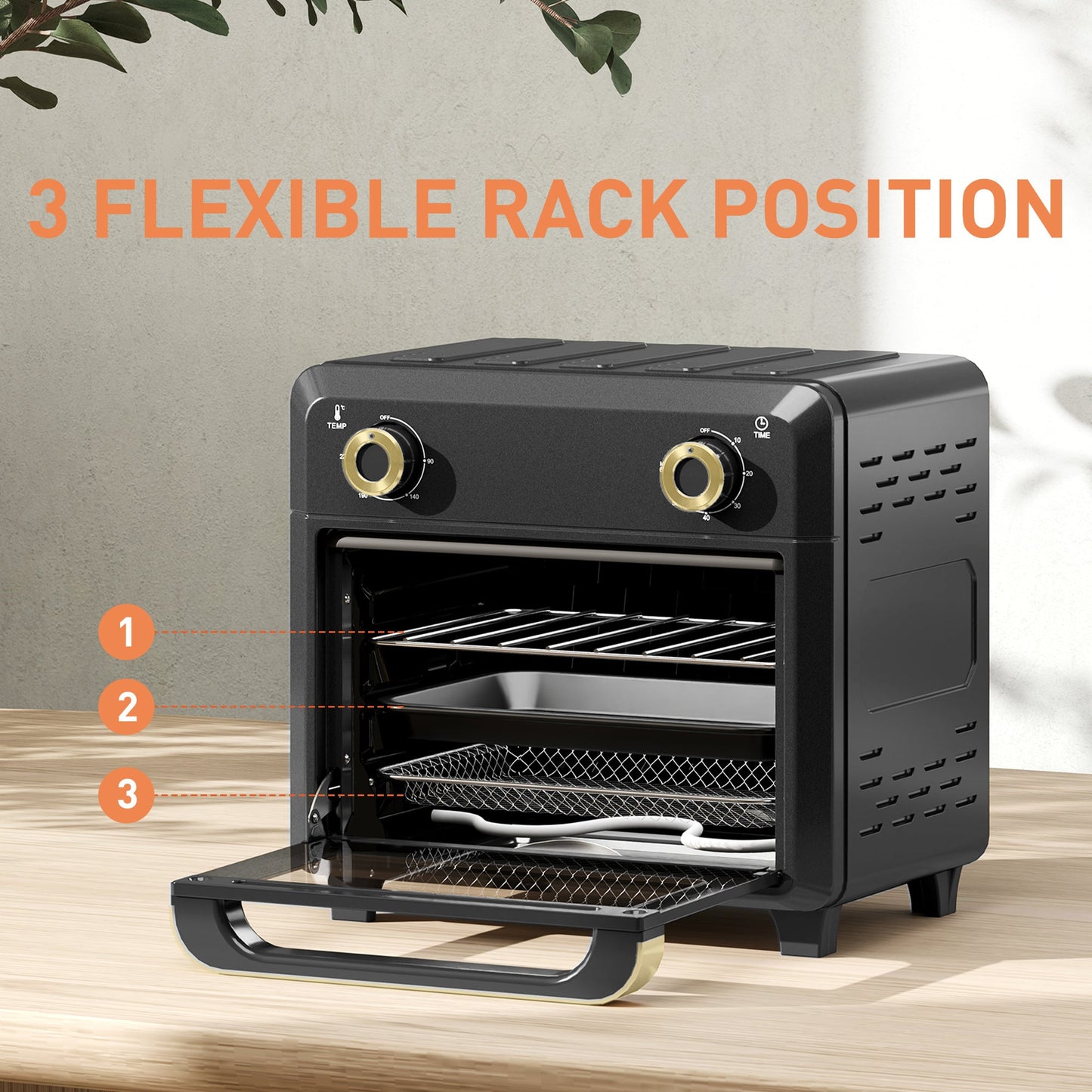 Piekarnik HOMCOM 10L Air Fryer, Mini Piekarnik, Gotowanie Bez Oleju, Grillowanie, Pieczenie, Z Regulowaną Temperaturą, Timer, Można Myć W Zmywarce, 1000 W, Czarny