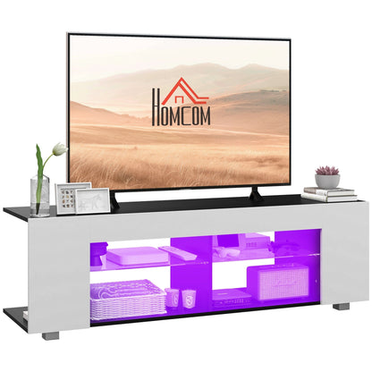 HOMCOM Multi-Shelf TV Cabinet, with Adjustable LED Lights - White