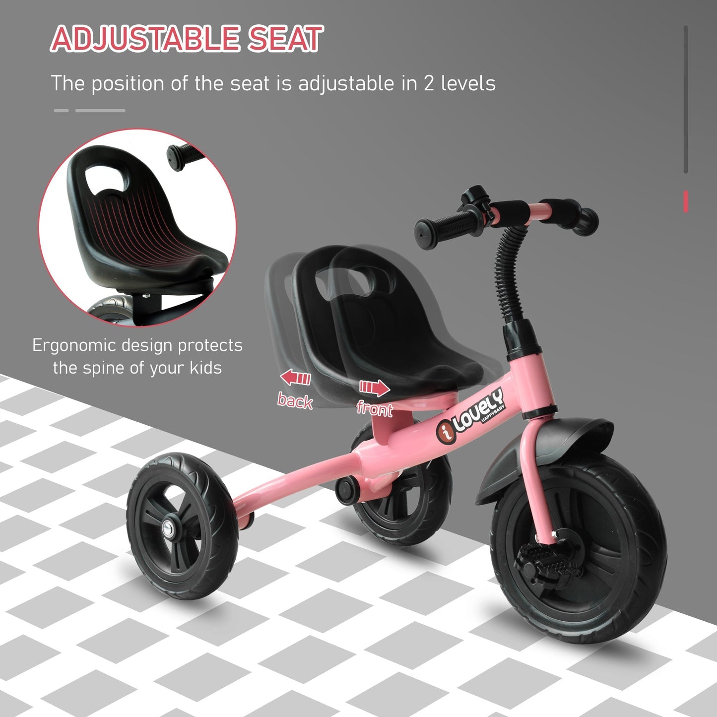 Ride On Tricycle 3 Wheels Pedal Trike for ages over 18 months Toddlers, Pink