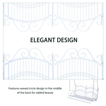 Outsunny Garden Bench Outdoor Metal 2-osobowy fotel wiszący hamak meble ogrodowe balkon biały - 118Lx 58W x 57H cm