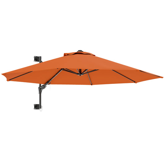 Outsunny 3(m) Parasol ścienny z uchwytem - pomarańczowy