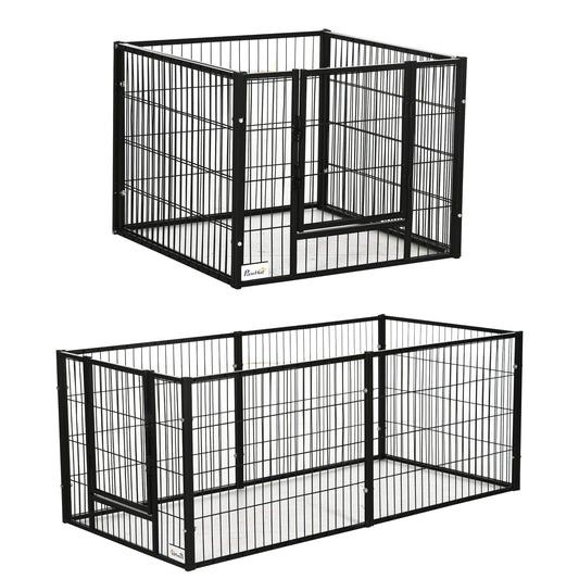 PawHut 82.5-150 x 61cm Heavy Duty Pet Playpen, 6 Panel Exercise Pen for Dogs, with Adjustable Length, for Indoors and Outdoors, Small Dogs