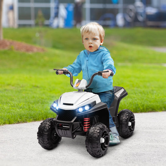 AIYAPLAY 12V elektryczny quad dla dzieci z zawieszeniem sprężynowym, jazda do przodu i do tyłu, oświetlenie LED, muzyka, MP3, kolor biały