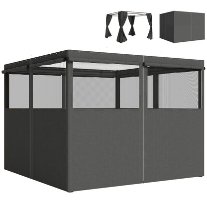 Outsunny 4 Pack Replacement Gazebo Curtains Privacy Panel for Most 3 x 3 m Gazebo, Outdoor Shelter Sidewalls, Dark Grey