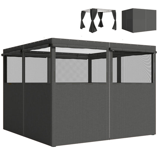 Outsunny 4 Pack Replacement Gazebo Curtains Privacy Panel for Most 3 x 3 m Gazebo, Outdoor Shelter Sidewalls, Dark Grey