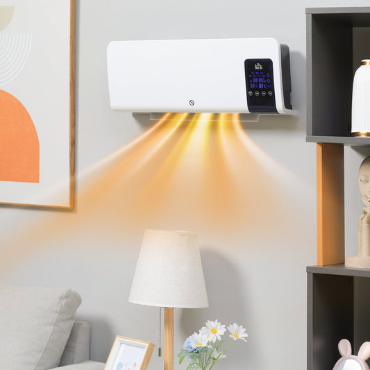 HOMCOM 2kW Wall-Mounted Heater, 18-45¡C Temperature - White