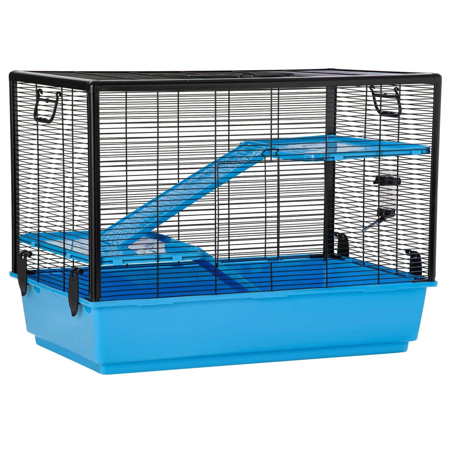 PawHut Indoor Small Animal Cage Habitat for Guinea Pigs Hamsters Chinchillas With Accessories, 80x48x58 cm, Light Blue