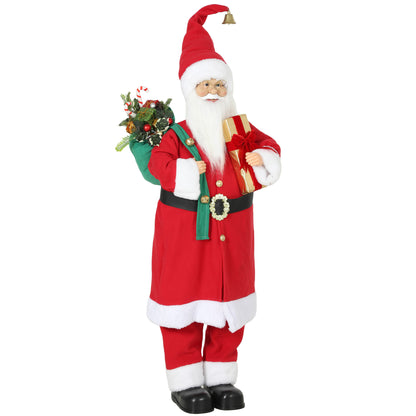HOMCOM 4ft Singing Dancing Santa Claus, Standing Christmas Animated Santa Figure with Gift and Sack, Sound/Touch Activated