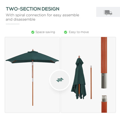 مظلة خارجية من Outsunny Garden Umbrella Patio Umbrella Market، مظلة شمسية خارجية 6 أضلاع مع إطار من الخشب والخيزران، بني أخضر