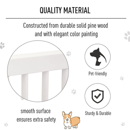 PawHut Pet Gate Freestanding Length Adjustable Wooden Indoor Dog Barrier Fence Safety Gate with Lockable Door 3 Panels White