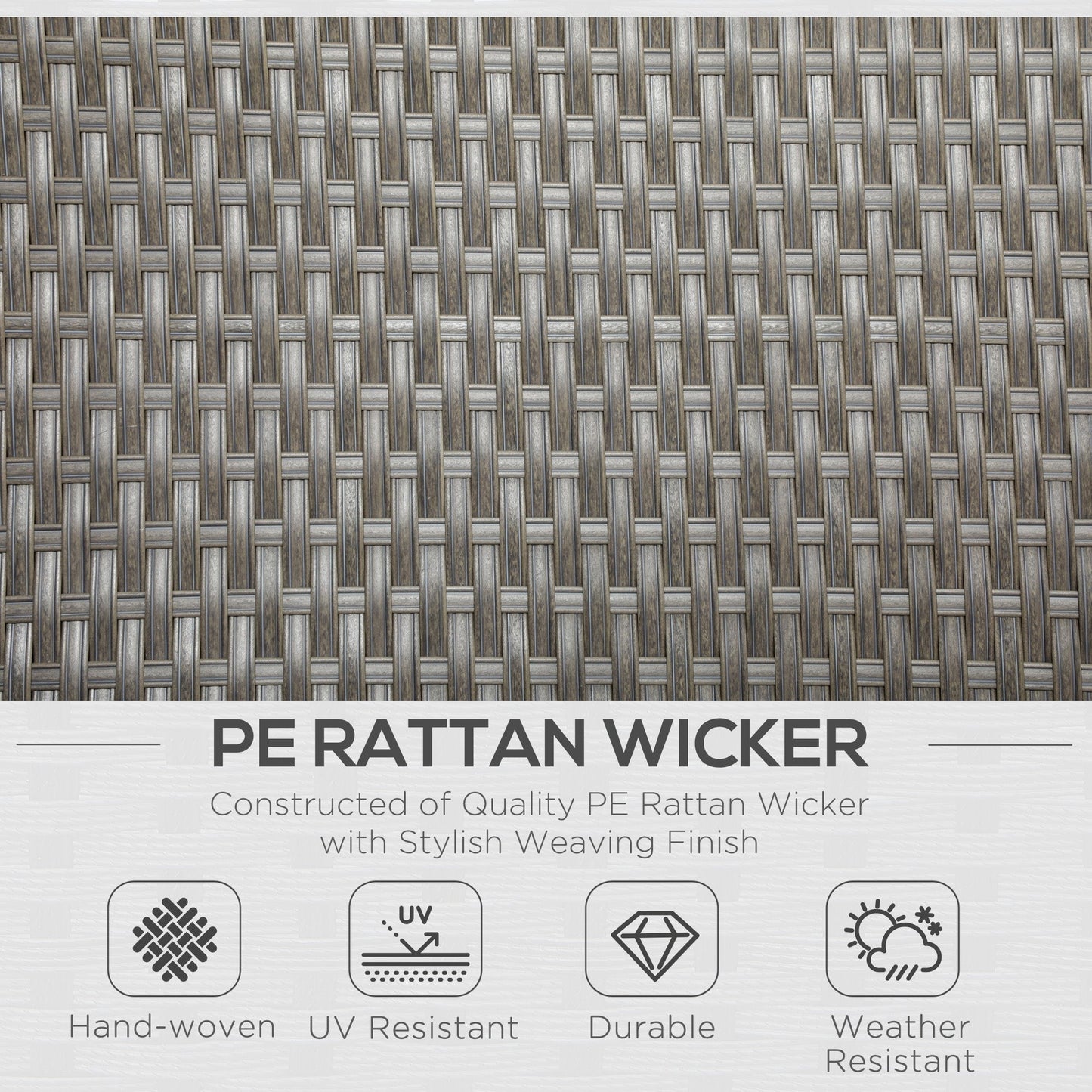 Outsunny 4 Piece Rattan Garden Furniture Set Outdoor Sofa Sectional Set with Glass Top Table for Poolside, Grey