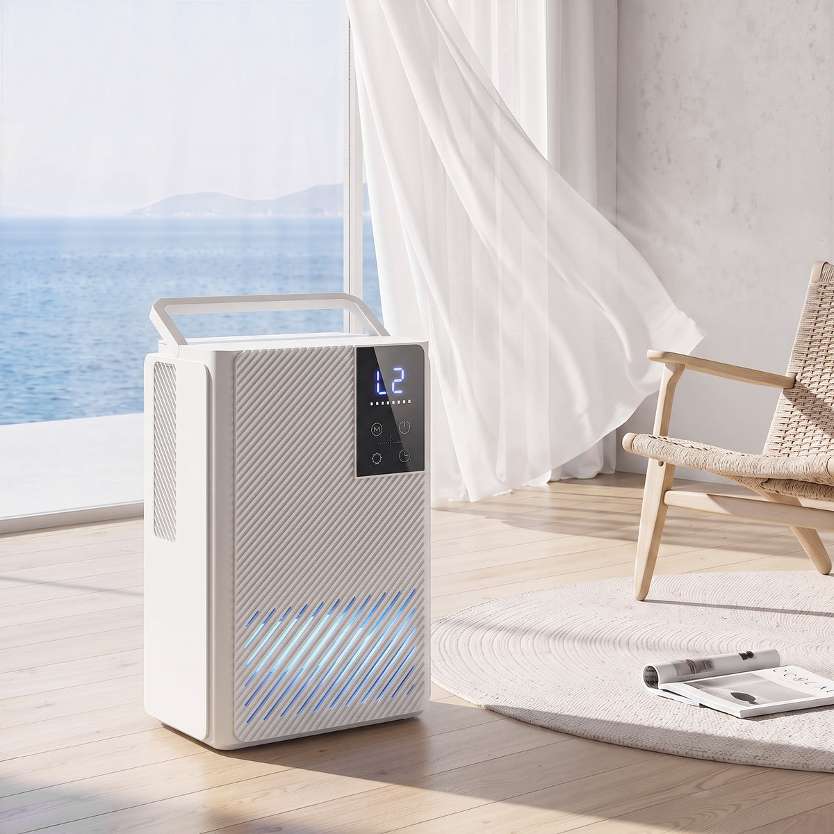 HOMCOM 400mL/Day Small Dehumidifier, RGB Mood Lights, 24H Timer, LED Display, Dehumidifier for Home Damp, White