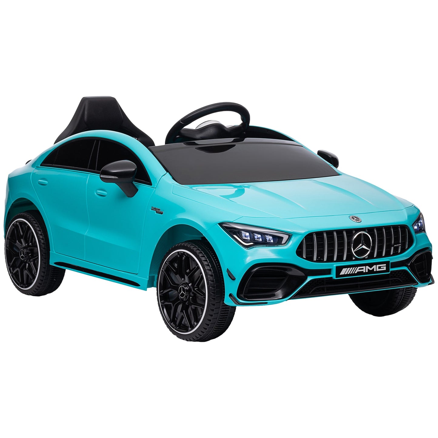 AIYAPLAY Mercedes-Benz AMG CLA 45 Licencjonowany 12V Elektryczny Samochód Dla Dzieci Jeździk z Pilotem, Światła Zawieszenia, Klakson Muzyczny - Jasnoniebieski