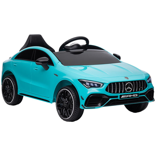 AIYAPLAY Mercedes-Benz AMG CLA 45 Licencjonowany 12V Elektryczny Samochód Dla Dzieci Jeździk z Pilotem, Światła Zawieszenia, Klakson Muzyczny - Jasnoniebieski