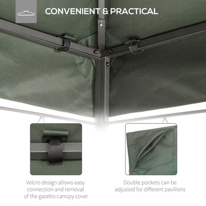 Outsunny 3x4m Gazebo Replacement Roof Canopy, 2 Tier Top UV Cover Garden Patio Awning Shelters, Deep Grey (TOP ONLY)