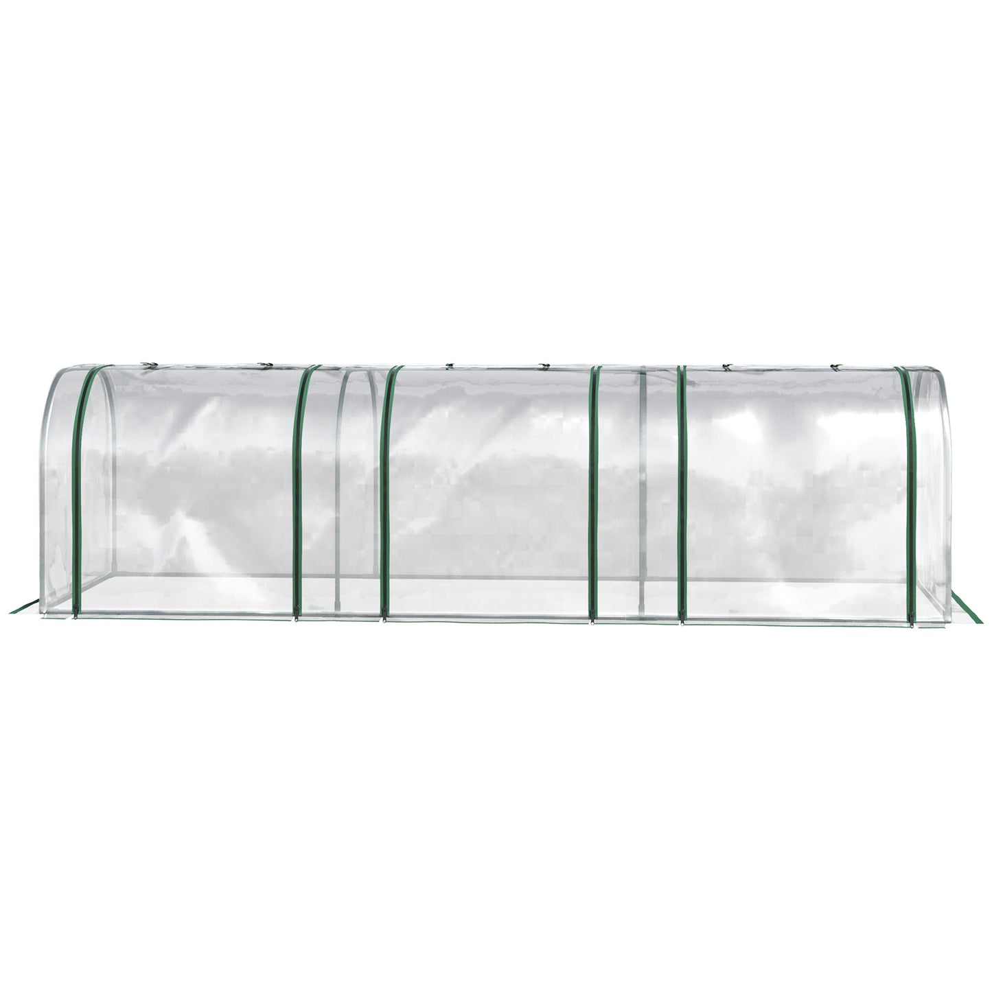 Outsunny PVC Tunnel Green Grow House Stalowa rama do ogrodu na podwórko z drzwiami na suwak 295x100x80 cm, przezroczysty