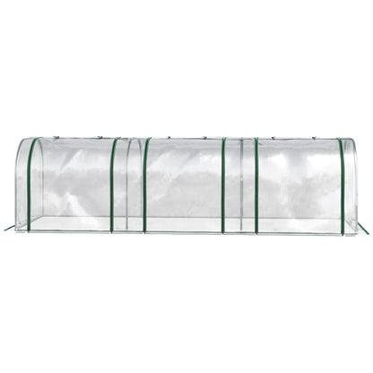 Outsunny PVC Tunnel Green Grow House Stalowa rama do ogrodu na podwórko z drzwiami na suwak 295x100x80 cm, przezroczysty