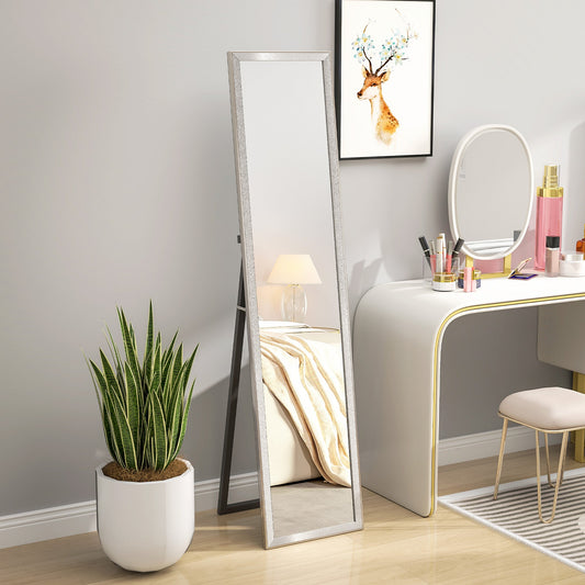 HOMCOM Glitter Frame Lustro Pełnowymiarowe - Srebrne