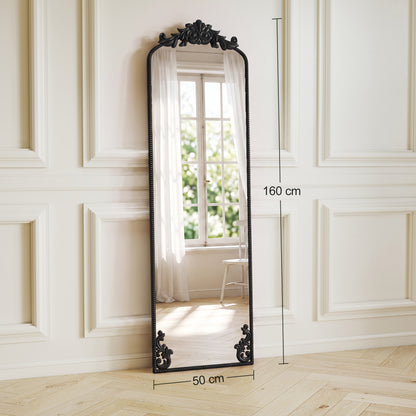 HOMCOM Floor Mirror, 50 x 160 cm Full Length Mirror with Baroque Metal Frame for Bedroom, Living Room, Dressing Room, Black