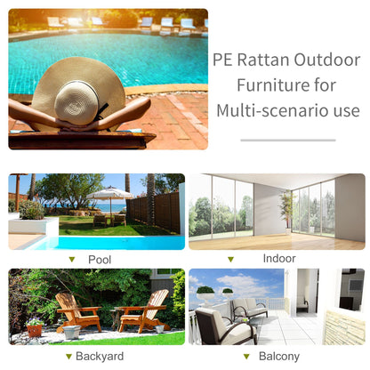 كرسي سرير قابل للطي من Outsunny Garden Patio Rattan Wicker مع وسادة للأماكن الخارجية، بني مختلط، أبيض