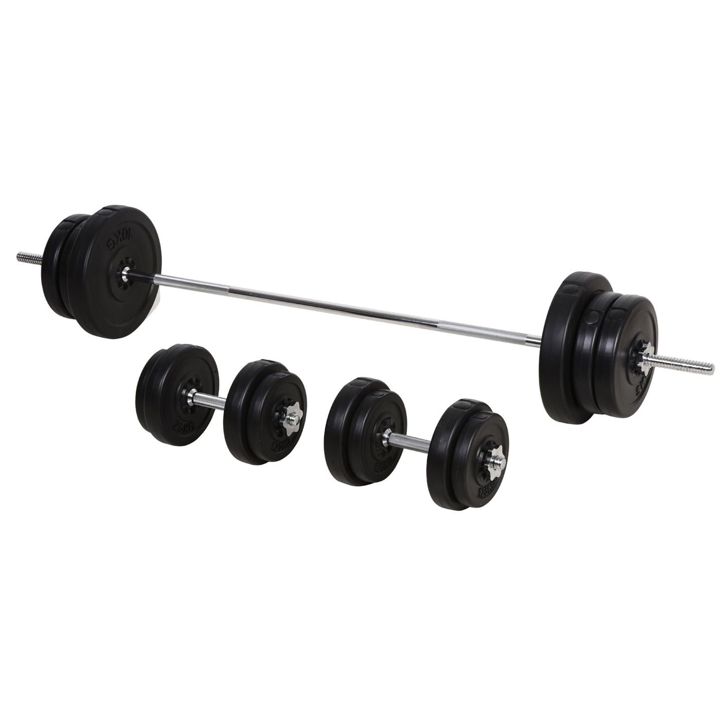 65kg Adjustable Barbell Weights Set, 2 in 1 Dumbbells and Barbell Set with Knurled Bar, Free Weights Training Equipment for Home Gym Exercise