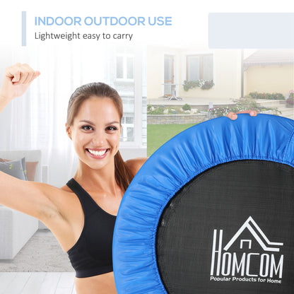 HOMCOM _96cm Mini Fitness Trampoline Home Gym Yoga Exercise Rebounder Indoor Outdoor Jumper w/ Safety Pad, Support Up to 100 KG, Blue and Black