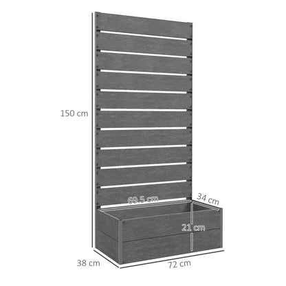 Garden Planter with Trellis for Climbing Plants, Freestanding Raised Bed For Garden, Outdoor,  Planter Box & Drainage Gap, 72x38x150cm, Dark Grey