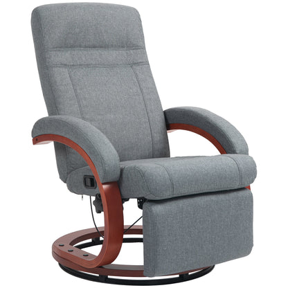 HOMCOM 135¡ Manual Reclining Swivel Chair, with Footrest - Grey