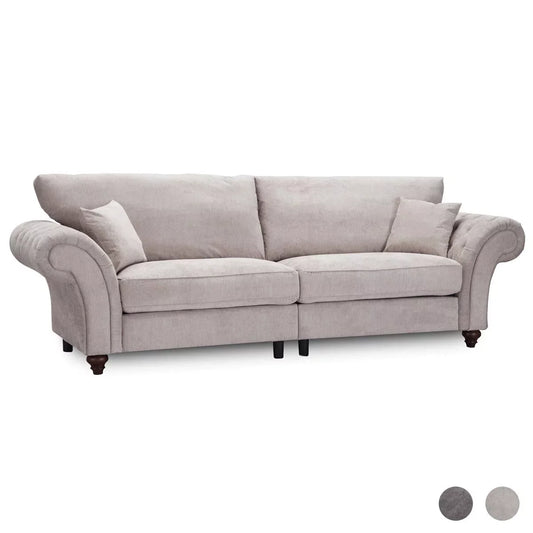 Windsor High Back 3 Seater Fabric Sofa - Dark Grey or Stone