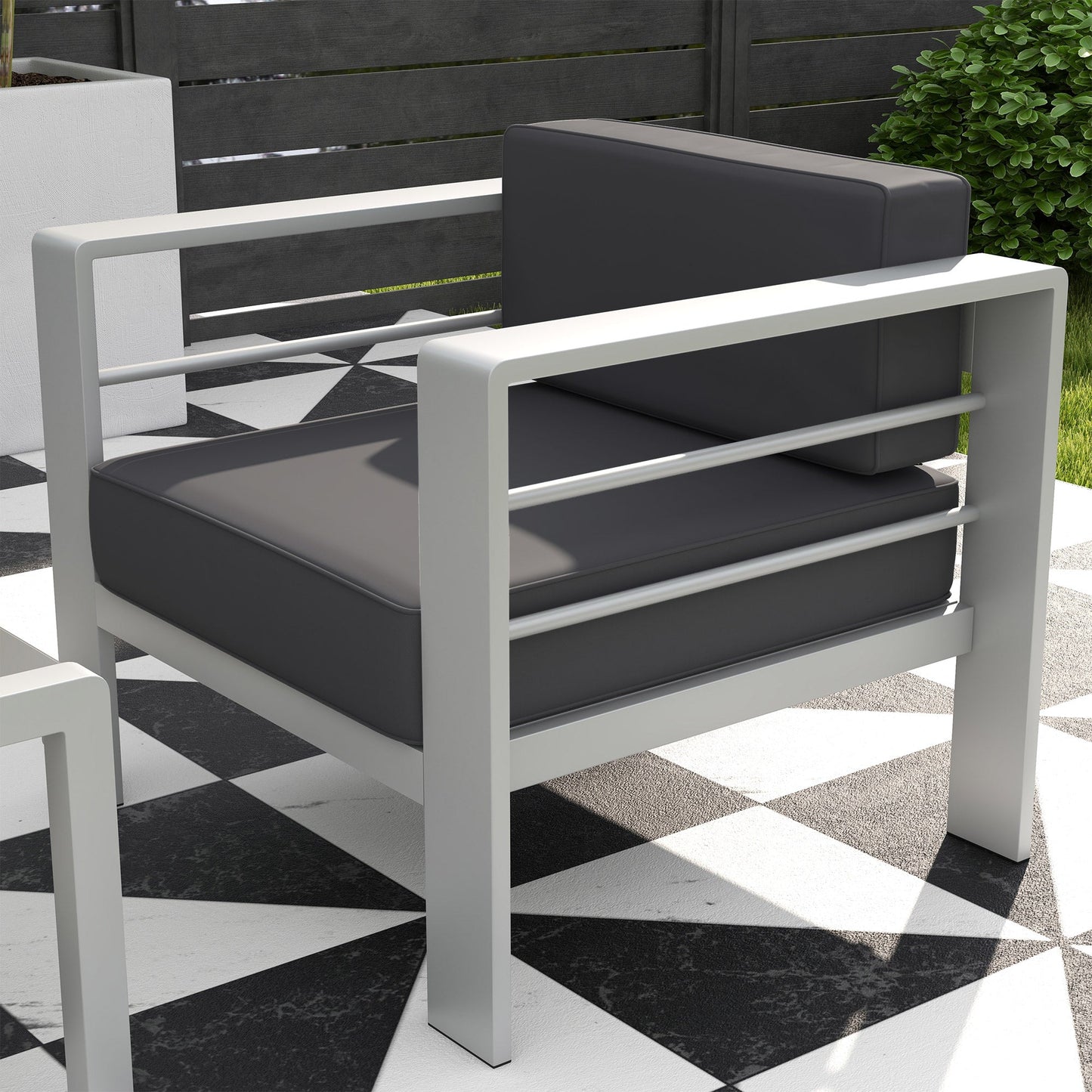 Outsunny Five-Piece Aluminium Garden Sofa Set, with Glass-Top Table - Grey