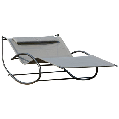 Outsunny Hanging Chair Double Hammock Chair Sun Lounger Outdoor Patio Garden Swing Rock Seat Grey